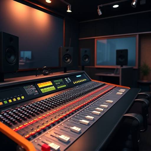 Console de mixage professionnelle dans le studio d'enregistrement Étoile Sonore